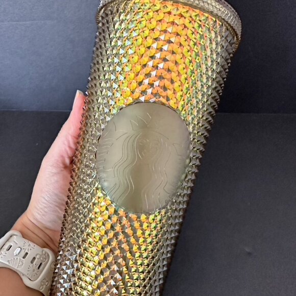 Walt Disney World 50th Anniversary Geometric Starbucks Tumbler with Straw Gold - Picture 5 of 7